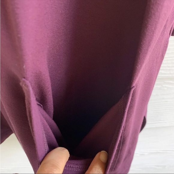 Eileen Fisher Maroon Tunic Top Mini Dress L Long Sleeve Pocket Slits Stretch - Picture 4 of 9